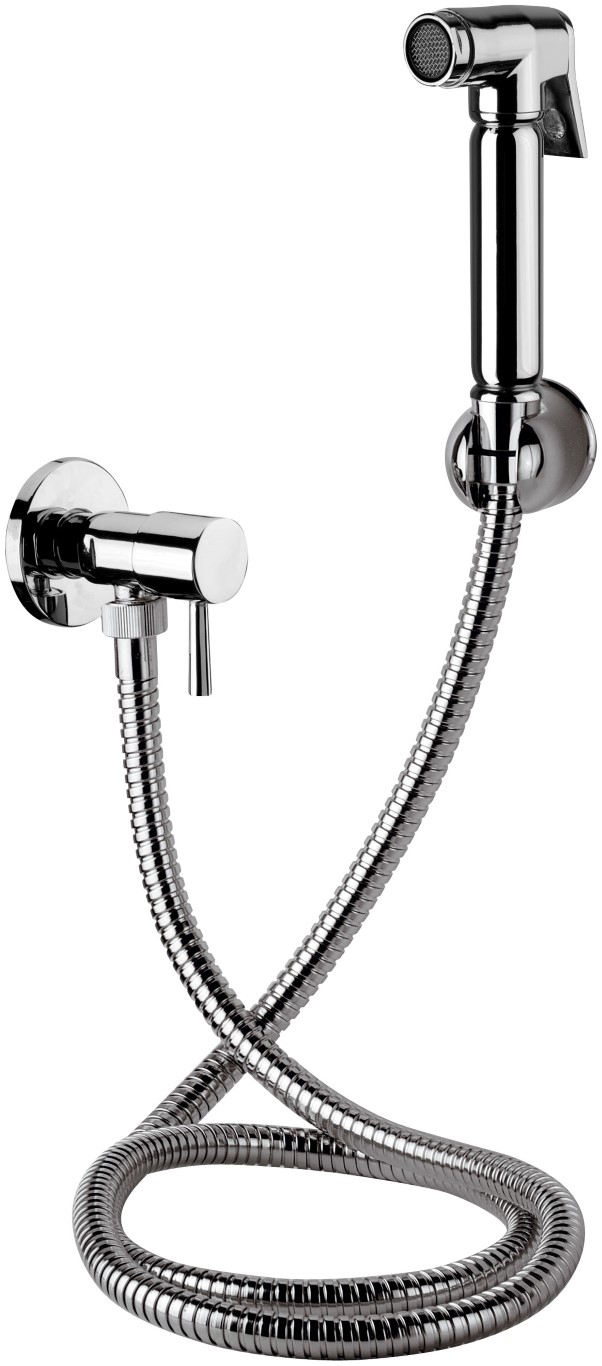 foto del prodotto set doccetta per bidet relax con doccia a pulsante, flessibile, rubinetto e supporto lux tutto cromo