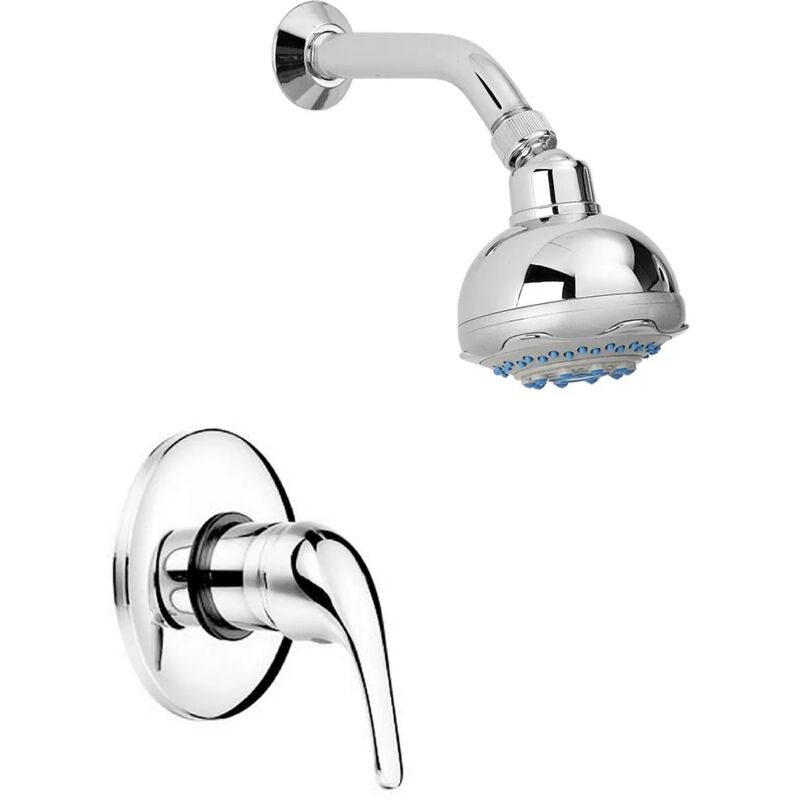 foto del prodotto set doccia a incasso cromo con braccio e soffione multi getto in acciaio fast