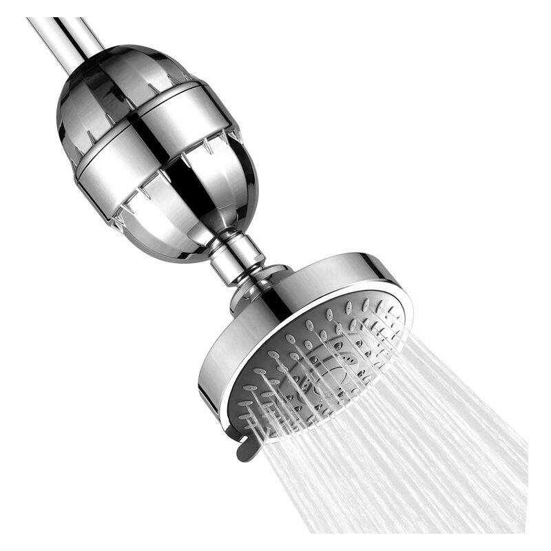 foto del prodotto set doccia, booster da 4 pollici, cinque funzioni, ugello sopraelevato, filtro, purificatore d acqua, set filtro acqua