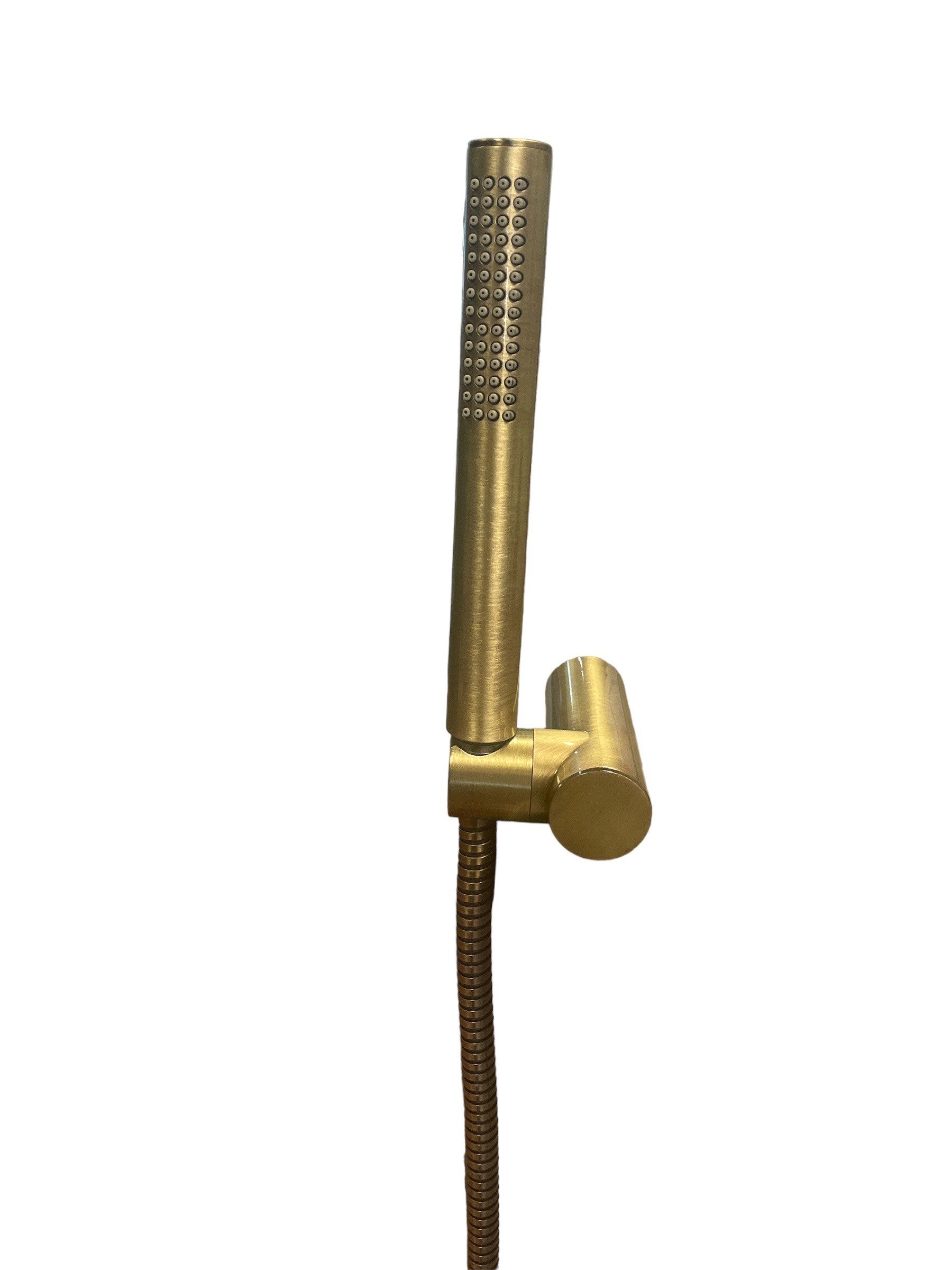 foto del prodotto set doccia bronzo, finitura vecchio ottone con supporto doccia e flessibile