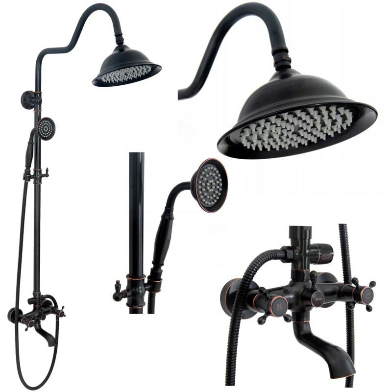 foto del prodotto set doccia con beccuccio rea retro old black