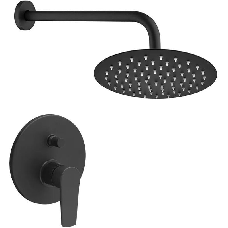 foto del prodotto set doccia con miscelatore erika nero opaco braccio 35,5 cm e soffione 30 cm