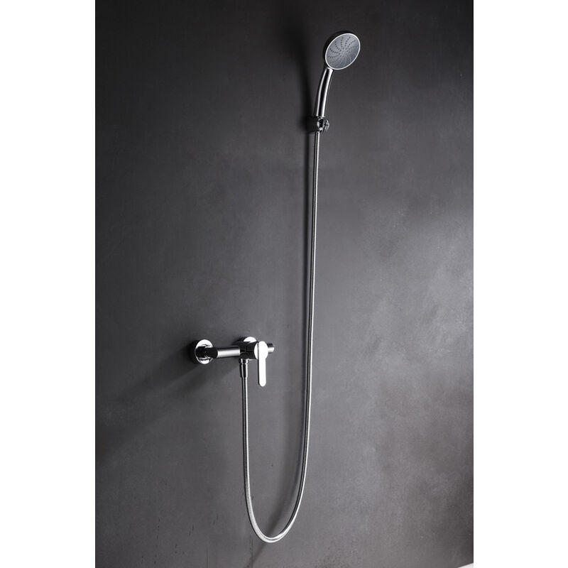 foto del prodotto set doccia con monocomando modello roma colore grigio finitura cromata imex