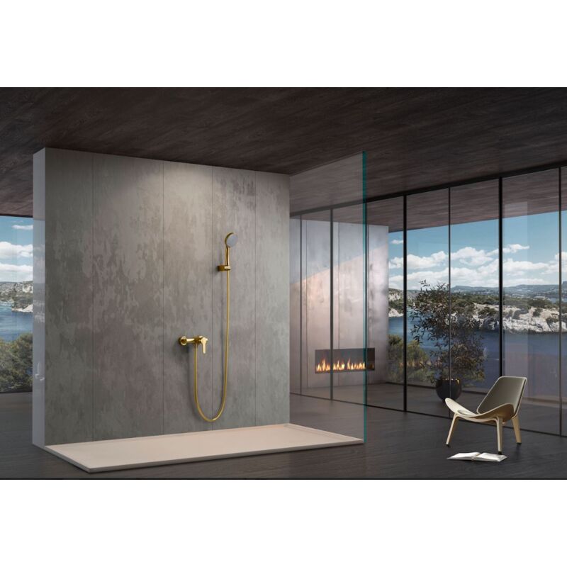 foto del prodotto set doccia con monocomando modello roma colore oro finitura in oro spazzolato imex 