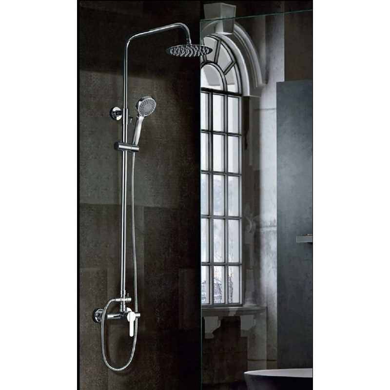 foto del prodotto set doccia con monocomando modello roma doccetta di dimensioni standard colore grigio finitura cromata imex