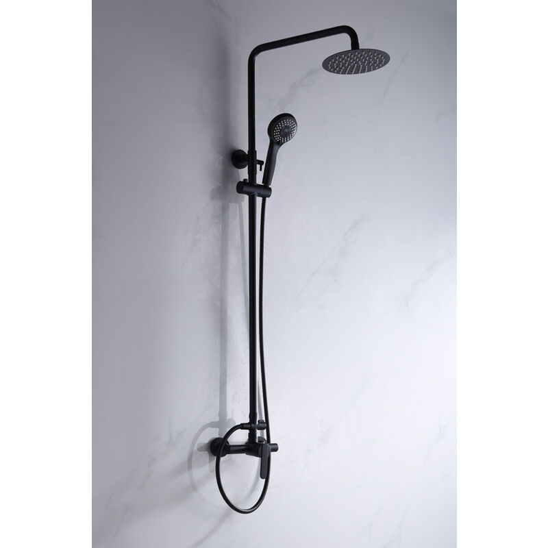 foto del prodotto set doccia con monocomando modello roma doccetta di misura standard colore nero con finitura opaca imex