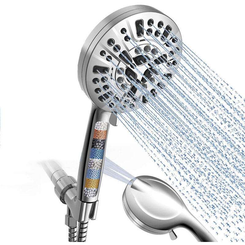 foto del prodotto set doccia con pistola per purificazione dell acqua, booster, 10 funzioni, getto posteriore, set doccia regolabile