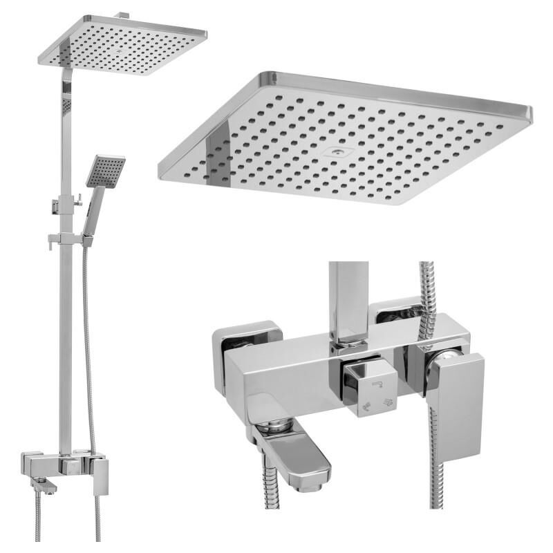 foto del prodotto set doccia con rubinetto vasca doccetta e soffione a pioggia 30cm