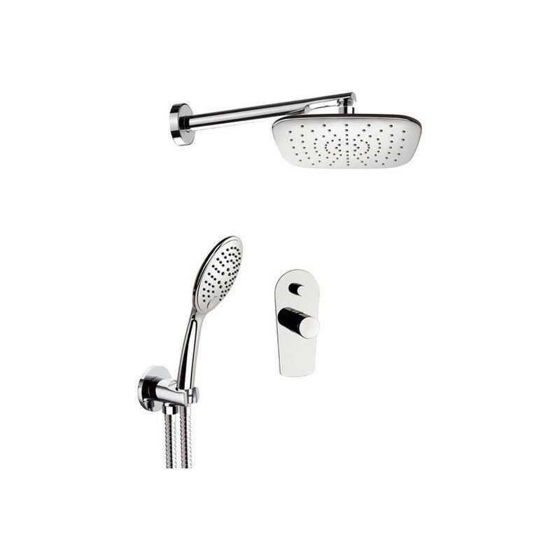 foto del prodotto set doccia con soffione quadro in ottone e abs cromato serie fusion