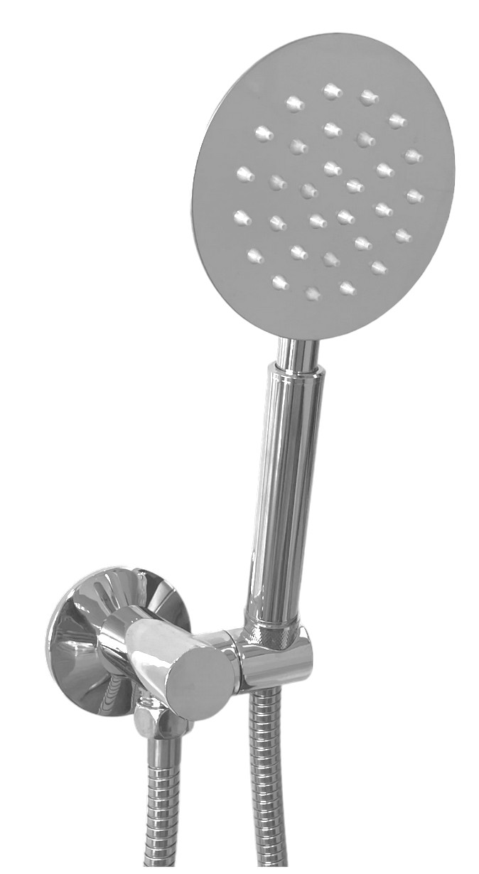 foto del prodotto set doccia con supporto con presa acqua e doccetta anticalcare, flessibile 150 cm