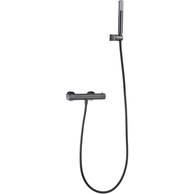 foto del prodotto set doccia con termostato modello monza colore nero finitura in black gun metal imex