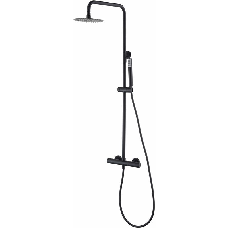 foto del prodotto set doccia con termostato modello monza soffione di dimensioni standard colore nero finitura opaca imex