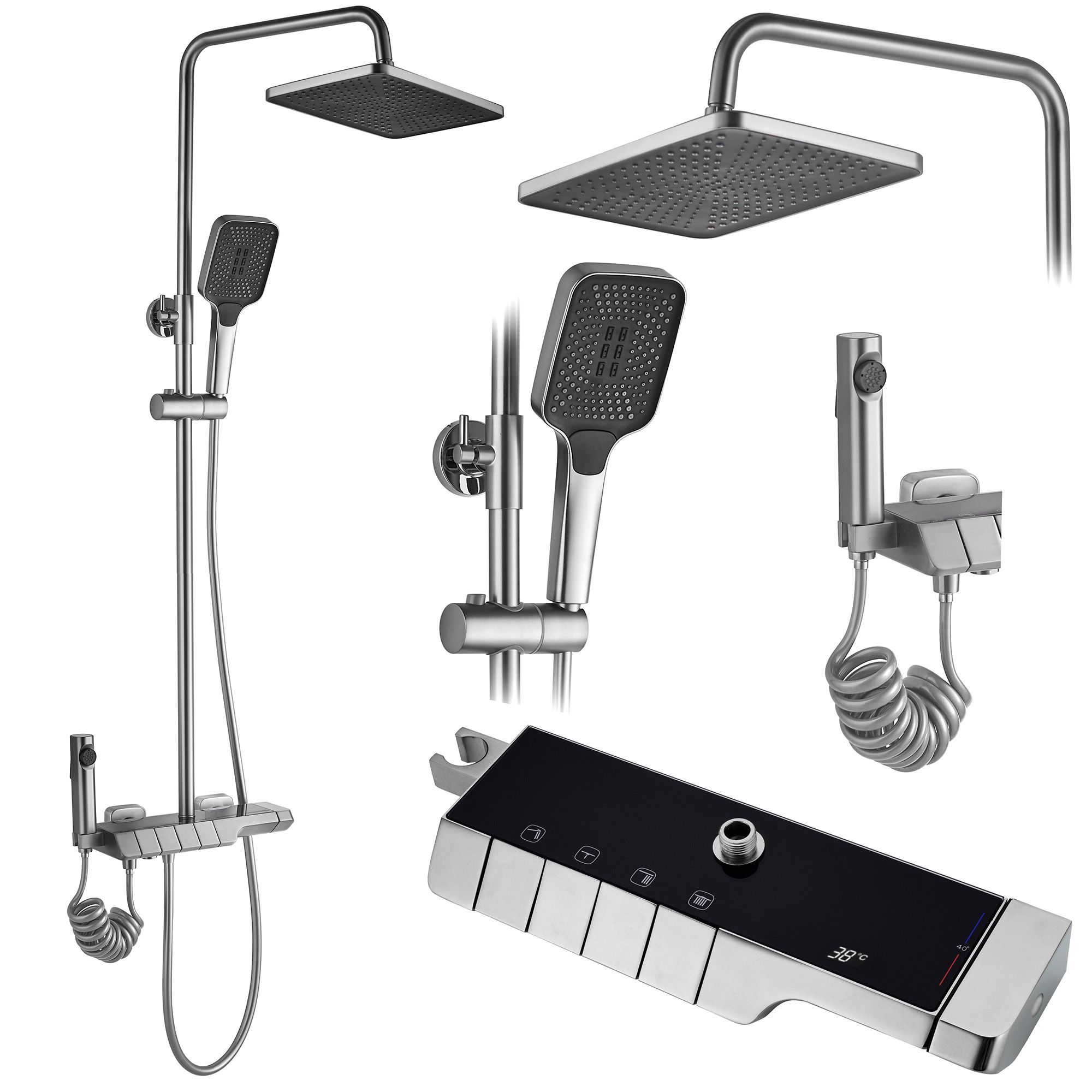 foto del prodotto set doccia con termostato rea rob nickiel brush inox