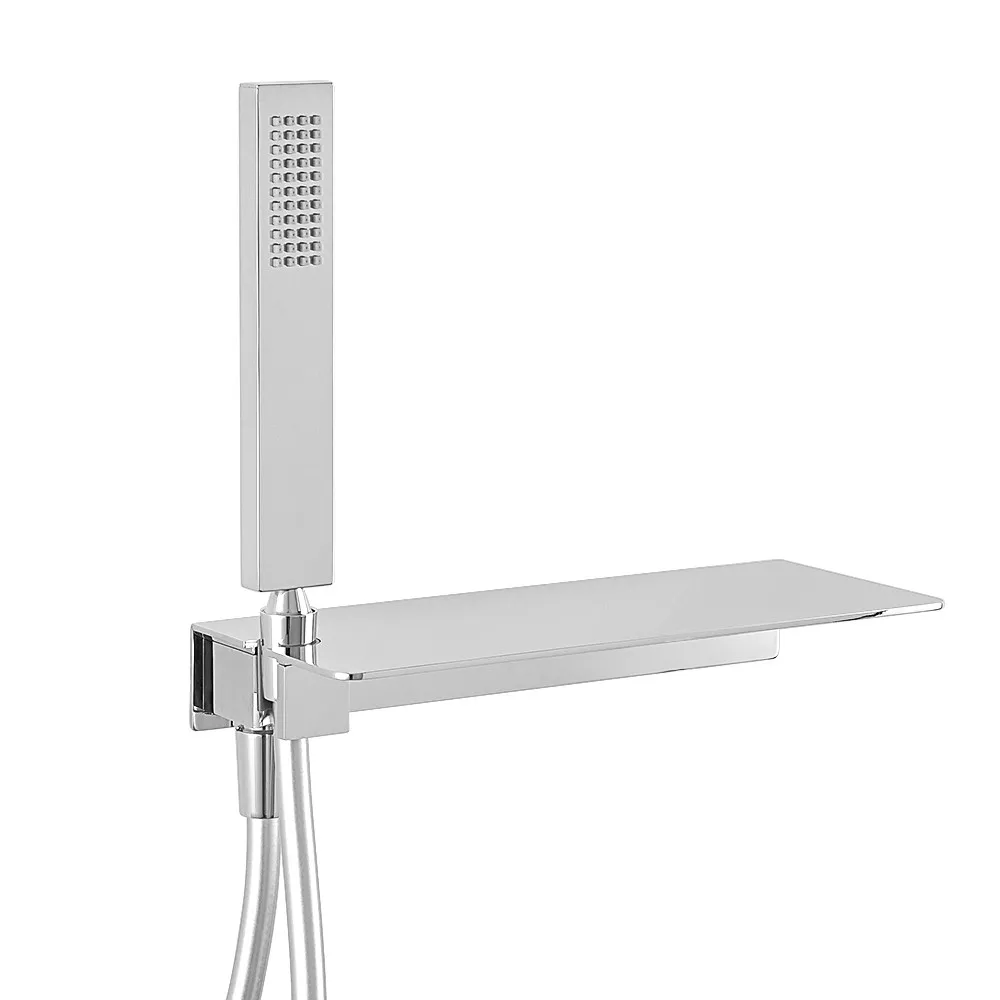 foto del prodotto set doccia cromato con doccetta ripiano portasapone e flessibile