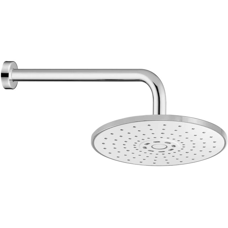 foto del prodotto set doccia cromo con braccio tondo 40 cm soffione tondo 22 cm abs