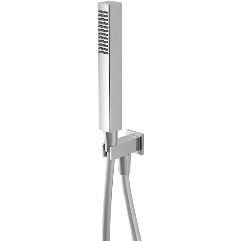 foto del prodotto set doccia cromo con doccetta quadrata presa acqua e flessibile