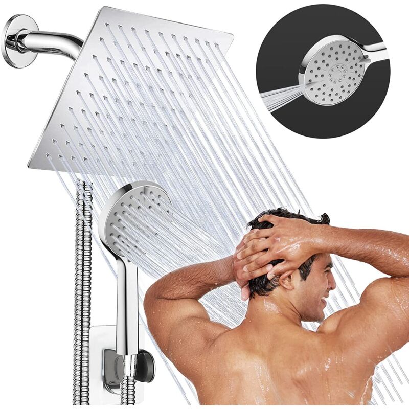 foto del prodotto set doccia da bagno da 10 pollici, getto d acqua pressurizzato in acciaio inossidabile con lancia, set doccia combinato