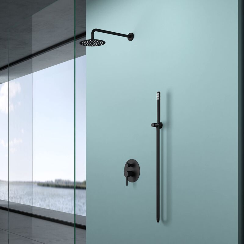foto del prodotto set doccia da incasso, con soffione a pioggia, rotondo, con soffione a risparmio d acqua e rubinetto doccia doporro