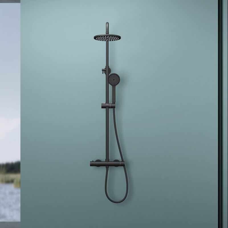 foto del prodotto set doccia da incasso, con soffione a pioggia, rotondo, con soffione a risparmio d acqua e rubinetto doccia doporro