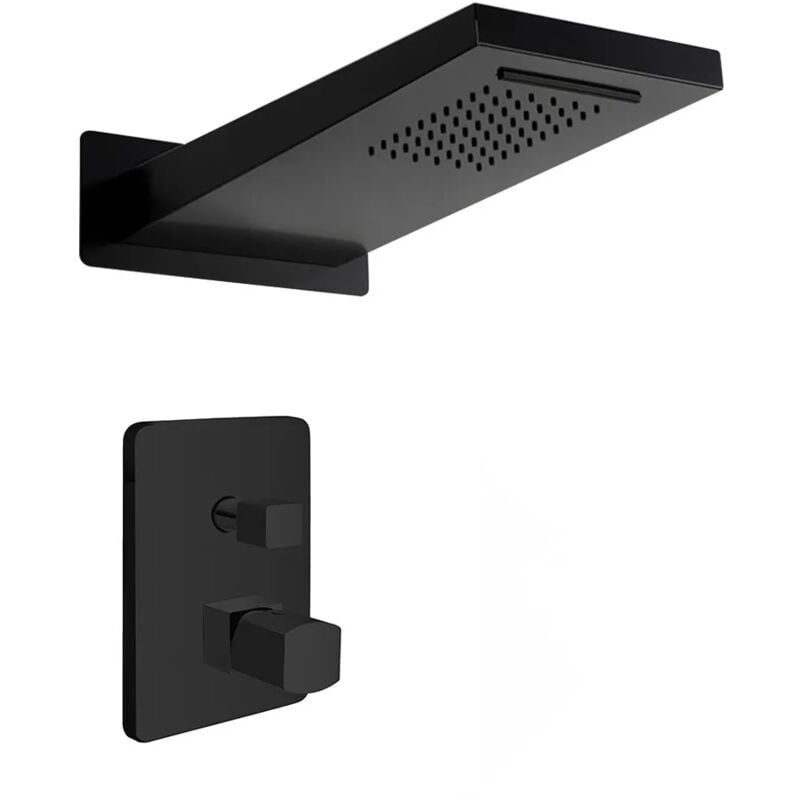foto del prodotto set doccia da incasso con soffione a sbalzo 22x50 cm nero opaco lotus