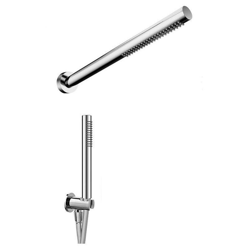 foto del prodotto set doccia damast slash con braccio doccia in ottone cromato soffione a parete