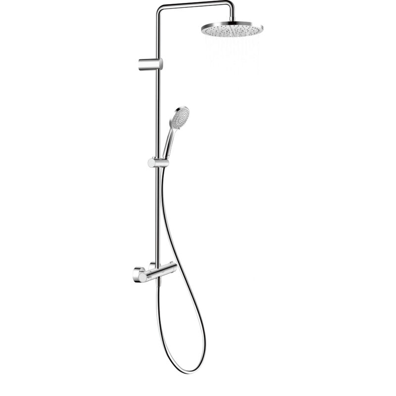 foto del prodotto set doccia duravit universal, con 3 tipi di getto rain, intense rain, soft rain , a risparmio idrico, facile da pulire, soffione con inclinazione