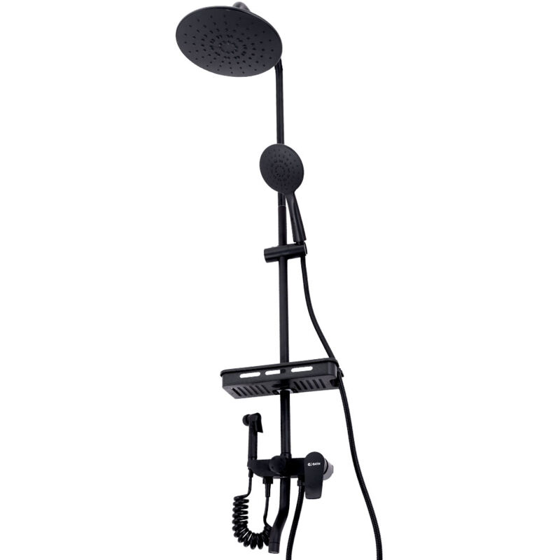 foto del prodotto set doccia in ottone zinco - acciaio inossidabile- abs, nero, acqua calda e fredda, leva singola qli-fa-3002