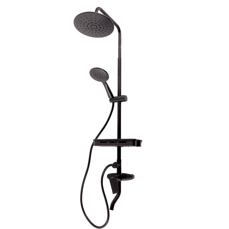foto del prodotto set doccia in ottone zinco acciaio inossidabile abs, nero, acqua calda fredda, leva singola qli fa 3019 