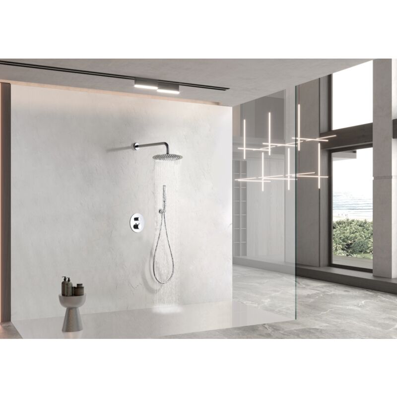 foto del prodotto set doccia incassato con termostato modello n poles colore grigio finitura cromata imex