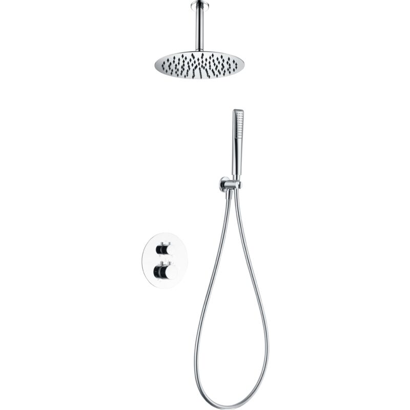 foto del prodotto set doccia incassato con termostato modello salerno colore grigio finitura cromata imex