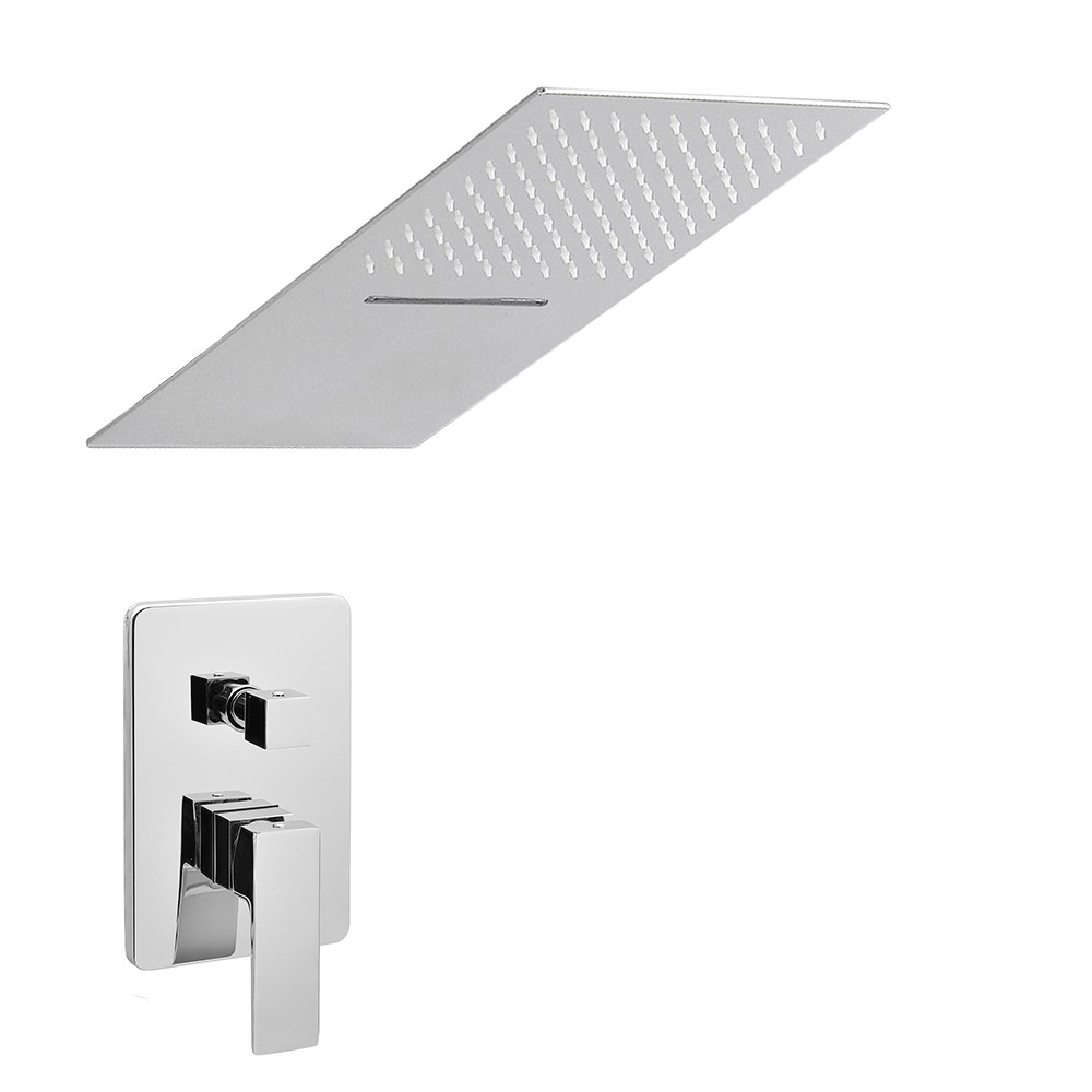 foto del prodotto set doccia incasso kubo con soffione a muro 25x52 slim con cascata