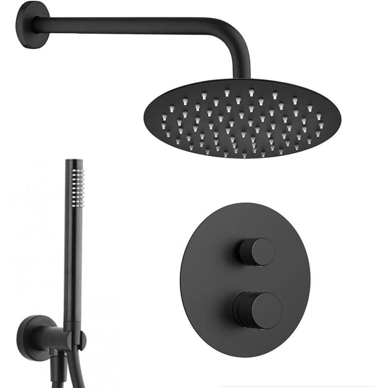 foto del prodotto set doccia incasso nero opaco con soffione 30 e kit doccia completo gemini
