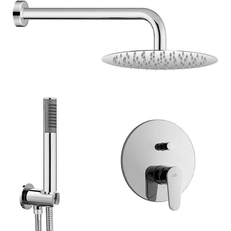 foto del prodotto set doccia incasso paffoni green tondo con soffione inox 30 e kit doccia