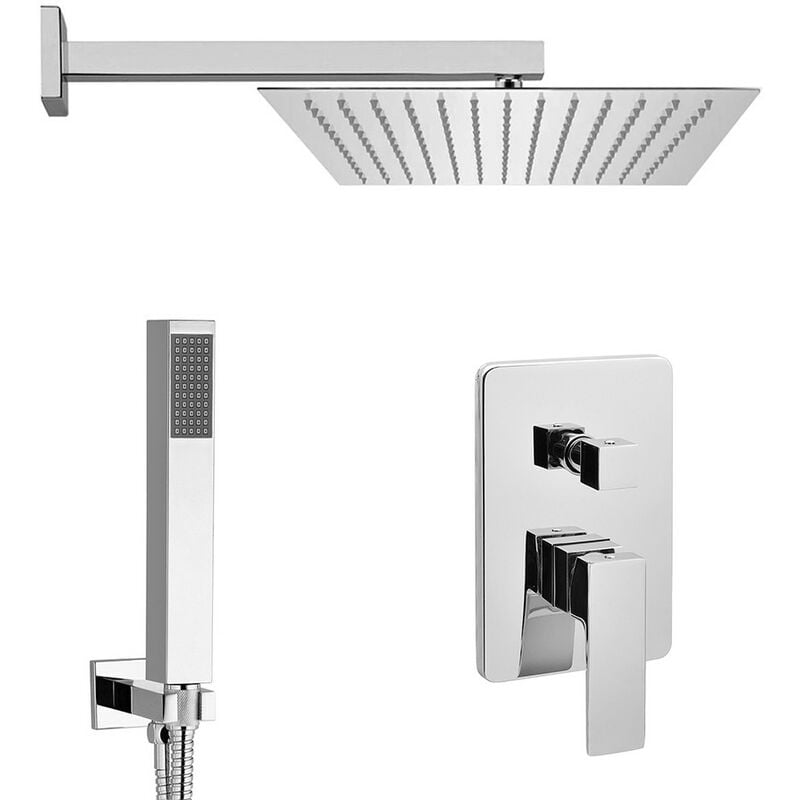 foto del prodotto set doccia incasso soffione 25x25 cm e kit doccia completo kubo