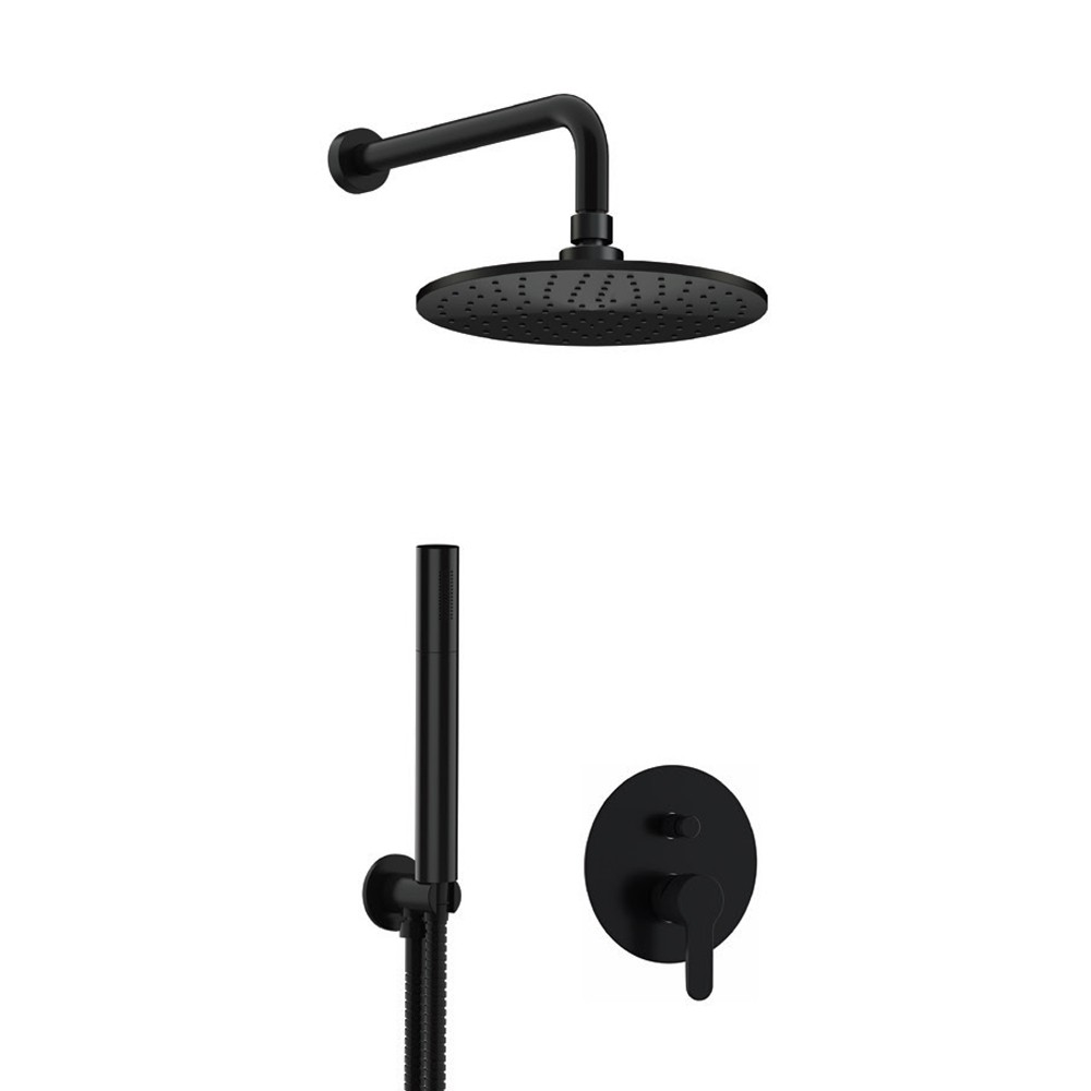 foto del prodotto set doccia minimal completo a incasso nero opaco serie winner 20 cm