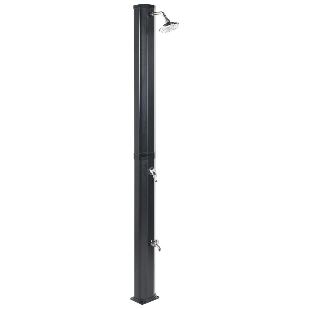 foto del prodotto set doccia miscelatore da esterno in pvc nero con funzione pioggia alimentato ad energia solare giardino moderno