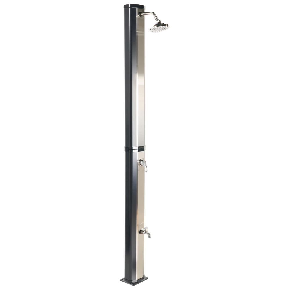 foto del prodotto set doccia miscelatore da esterno in pvc nero con funzione pioggia alimentato ad energia solare giardino moderno