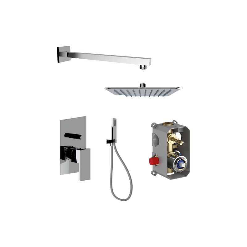 foto del prodotto set doccia modello quadro in colore cromo ercos italia r bnkisc0009 cromo