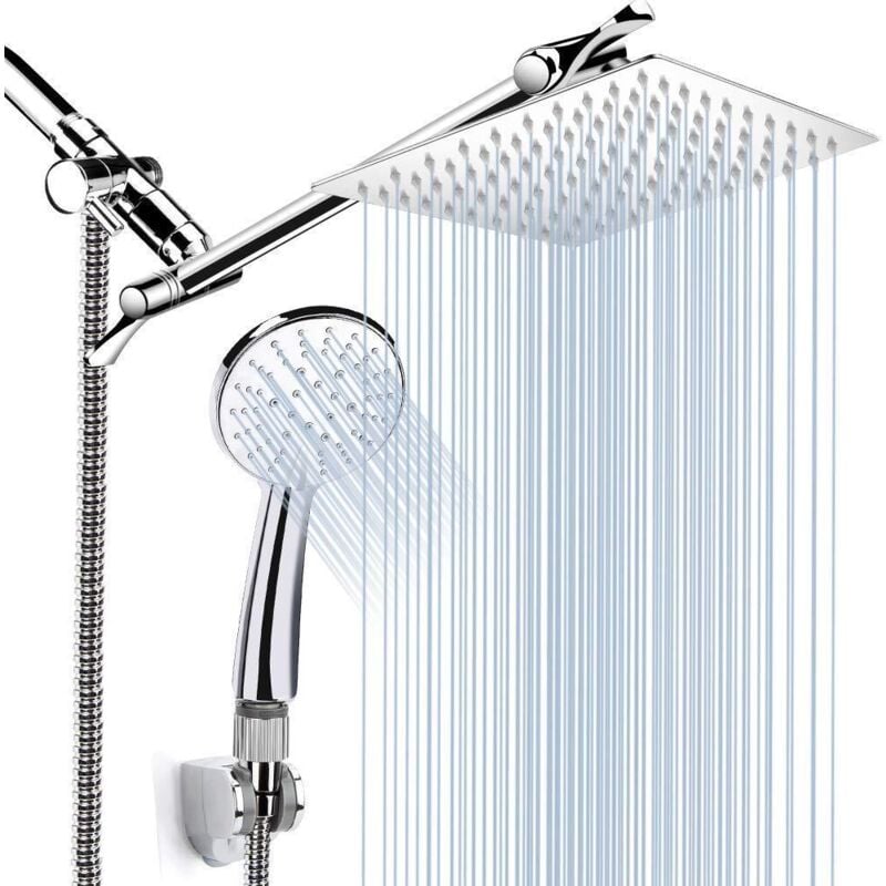 foto del prodotto set doccia multifunzione in acciaio inox da sette pezzi, set doccia da incasso per vasca, set soffione
