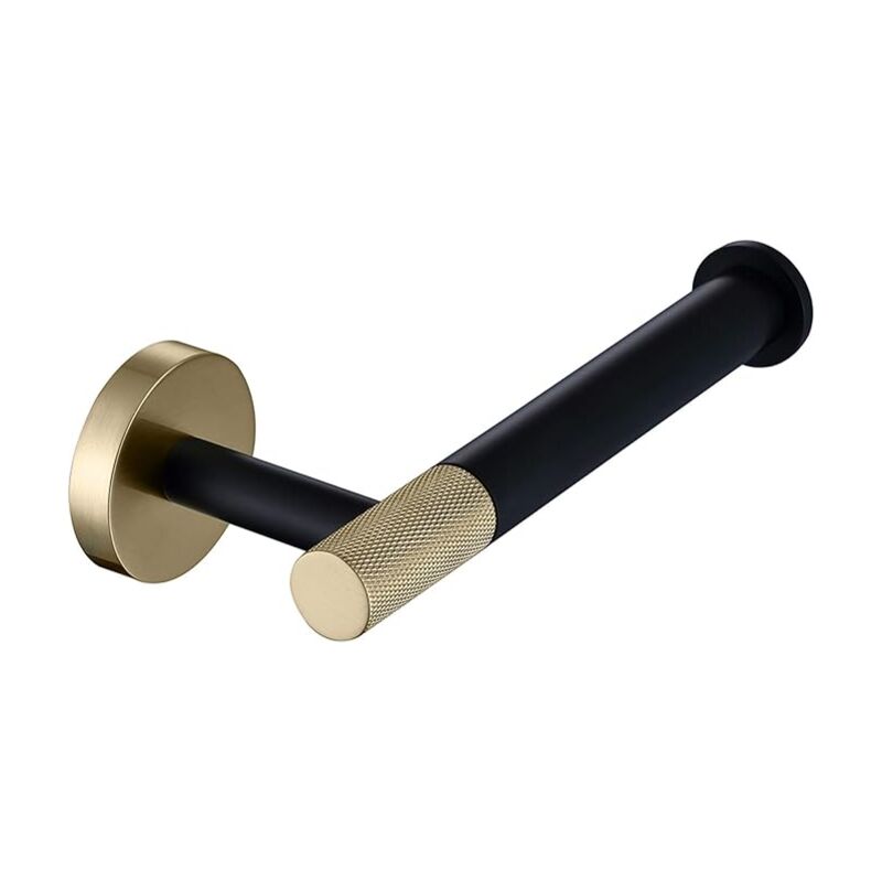 foto del prodotto set doccia portarotolo portarotolo in acciaio inox portarotolo a parete oro spazzolato e nero opaco portarotolo
