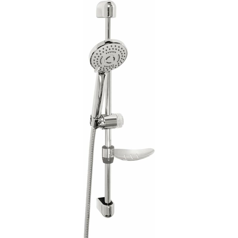 foto del prodotto set doccia set doccia con doccetta, supporto, asta saliscendi con portasaponetta e tubo flessibile, 3 getti, cromo kit04,0 novaservis