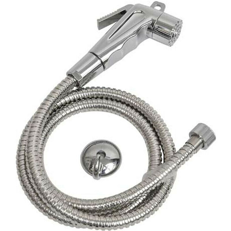 foto del prodotto set doccia wc monogetto con flessibile da 120 cm e supporto a parete in acciaio inox xvx
