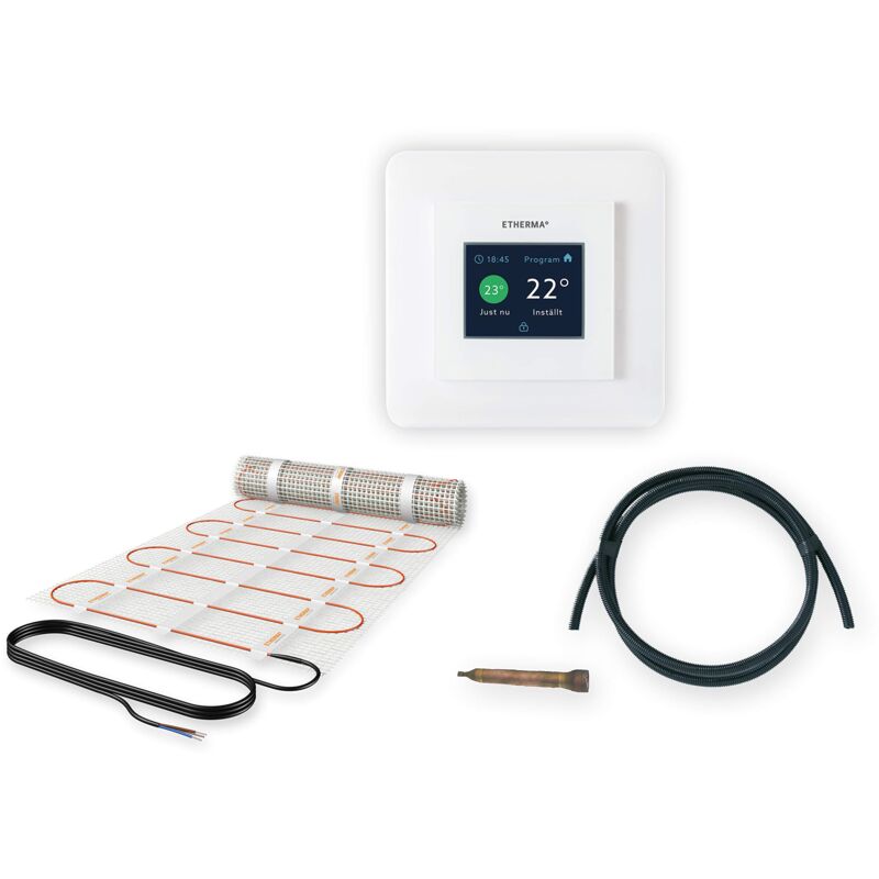 foto del prodotto set dsu5 600 cavo tappetino riscaldante set completo, 3 m , 480 w con orologi termostato etouch mini, 36670 etherma