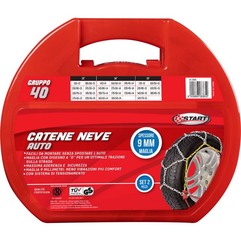 foto del prodotto set due pezzi catene da neve spessore 9mm gruppo 40
