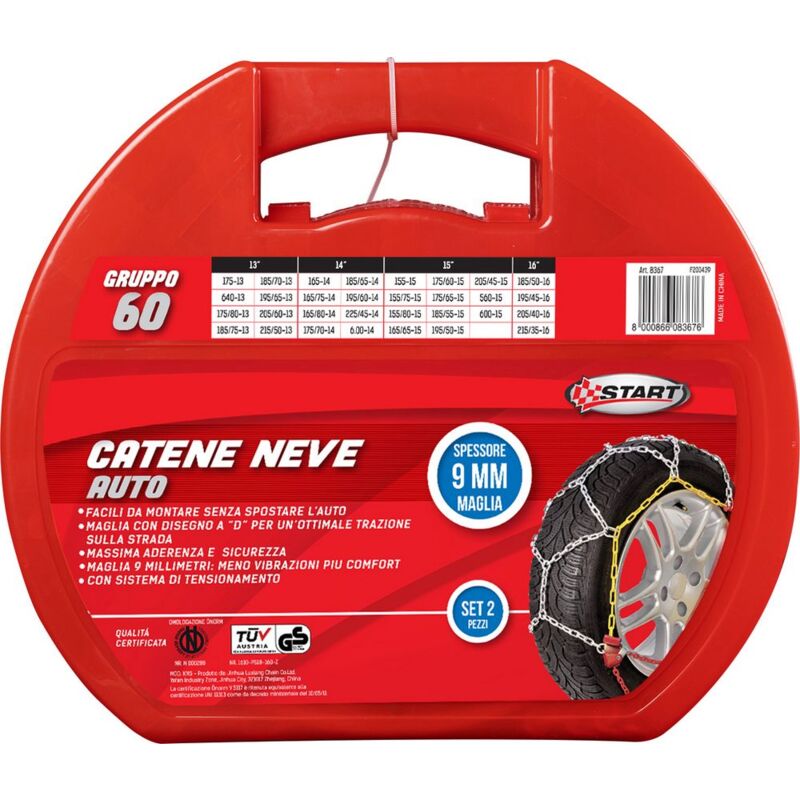foto del prodotto set due pezzi catene da neve spessore 9mm gruppo 60