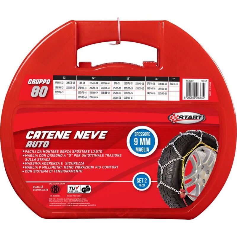 foto del prodotto set due pezzi catene da neve spessore 9mm gruppo 80