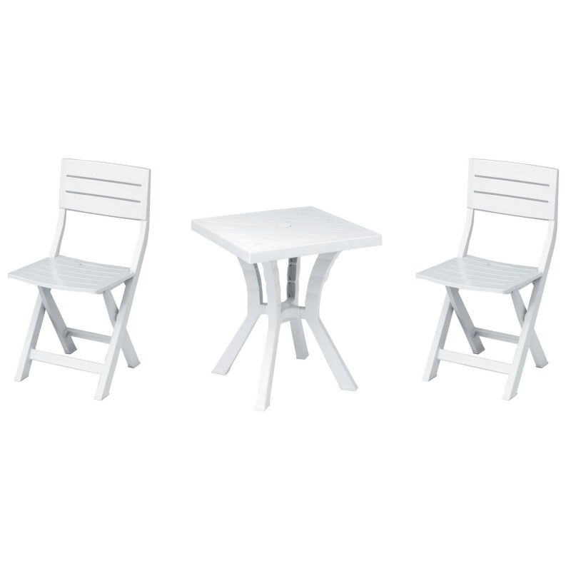 foto del prodotto set duetto resina tavolo 2 sedie bianco