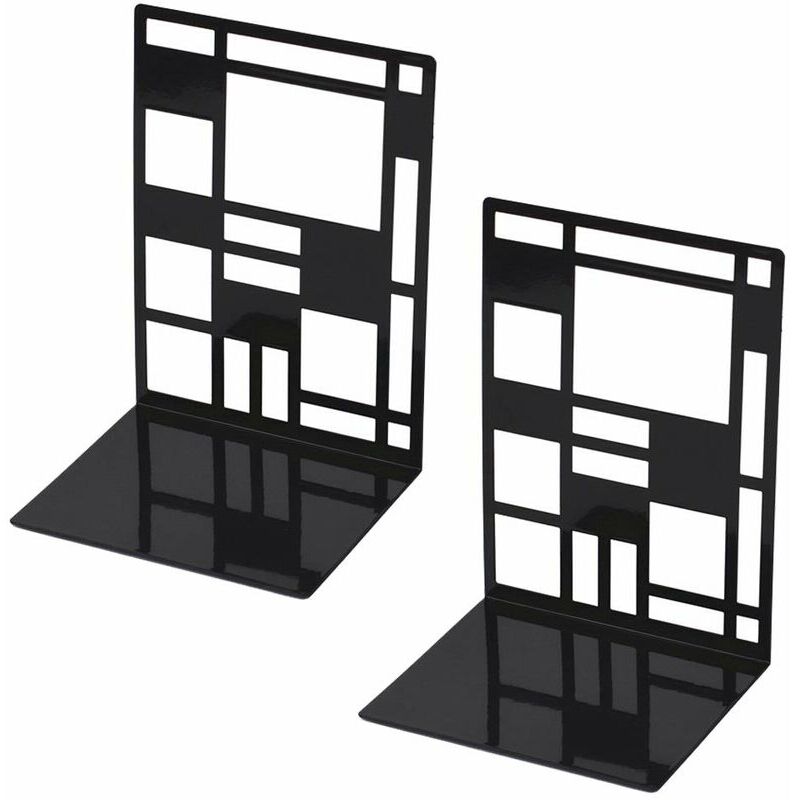 foto del prodotto set fermalibri ulisem fermalibri in metallo, fermalibri neri, fermalibri di design, vassoio da pavimento antiscivolo per bambini, ufficio, scuola,
