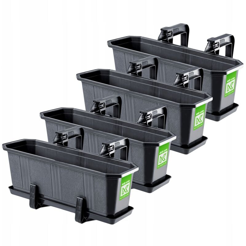 foto del prodotto set fioriera da balcone in plastica kadax fioriera per fiori ed erbe aromatiche - vaso da balcone durevole - per balcone - 4 x 40 cm - antracite