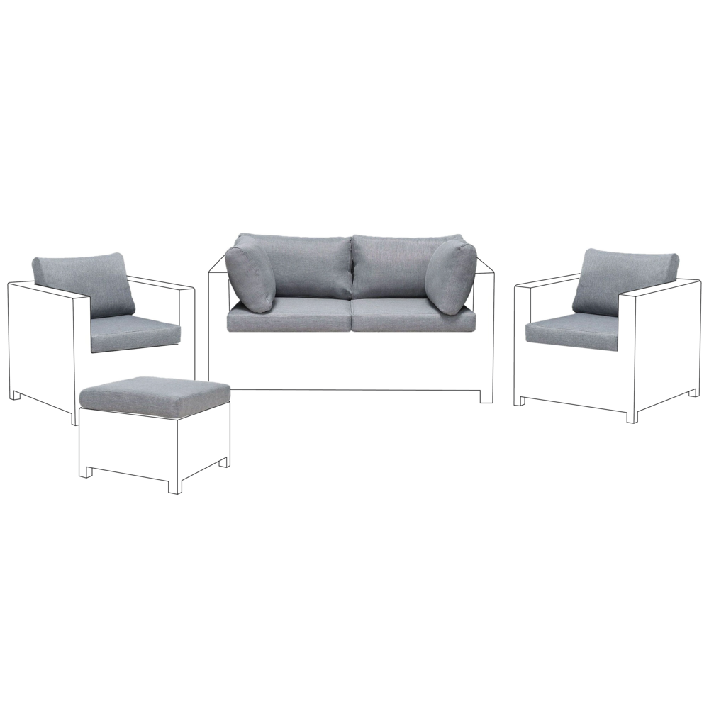 foto del prodotto set fodere per cuscini da esterno in tessuto grigio per mobili da giardino e federe per cuscini